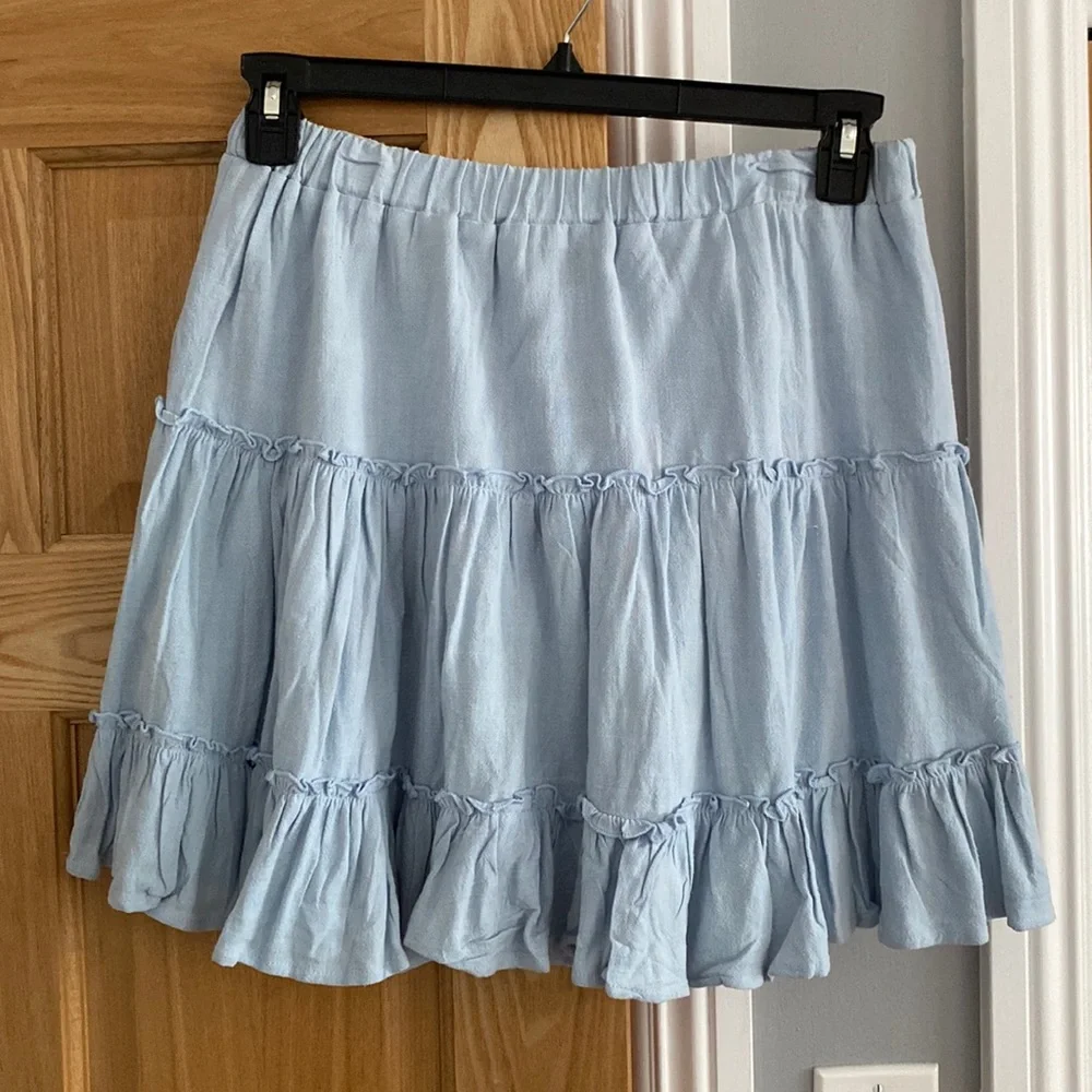 Baby Blue Flowy Skirt - Picture 1 of 2